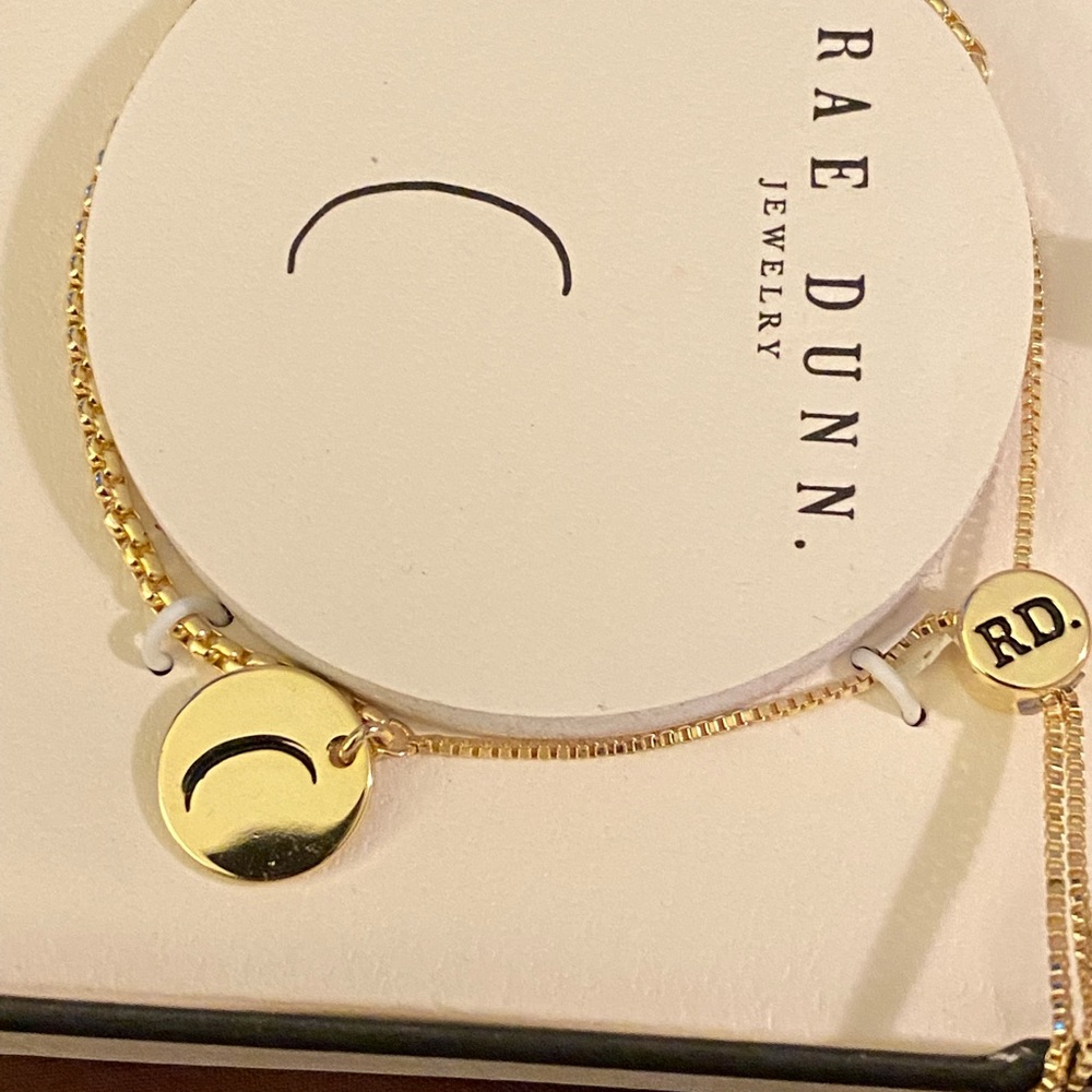 Rae Dunn “C” Bracelet 14KT Gold Plated Over Brass - Letter C New In Box Jewelry